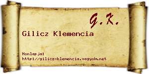 Gilicz Klemencia névjegykártya